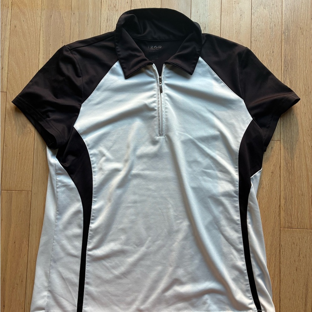 Izod Black and White Polo Golf Shirt